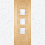 ARTA OAK Three, frosted double glazed panels are inset into four solid panels, creating a versatile design that could be utilised on any home.