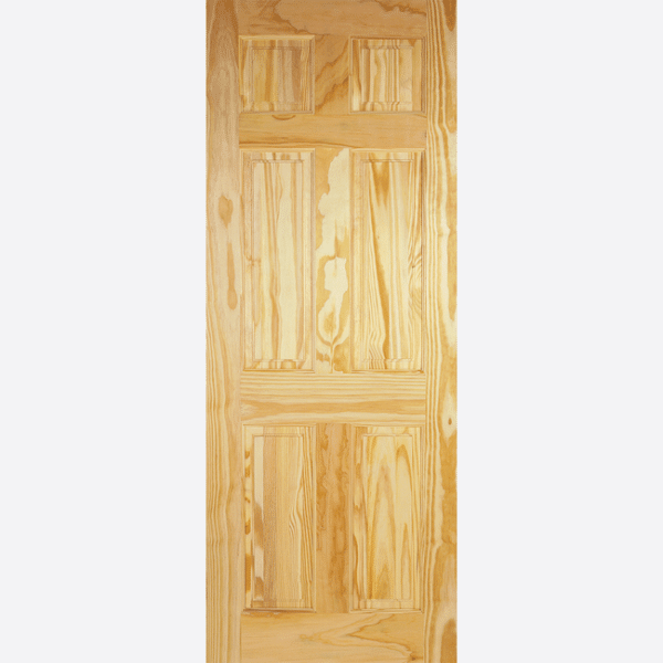 CLEAR PINE 6P This classic door design is crafted from a characterful Clear Pine wood grain and features six raised shaped panels.