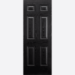 GRP COLONIAL 6P BLACK Made from a black Front Face With White Inside Face and Edges GRP material, this Colonial 6P door design features four raised rectangular panels and two raised square panels.