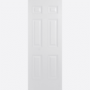 GRP COLONIAL 6P WHITE Crafted from a white GRP material, this Colonial 6P door is designed with four raised rectangular panels and two raised square ones.