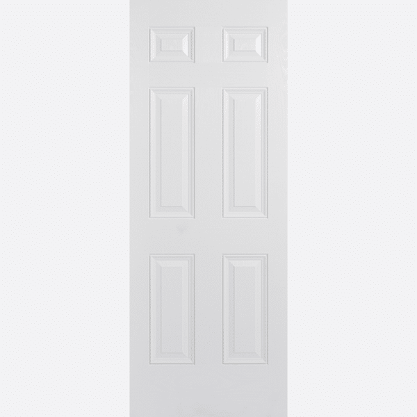 GRP COLONIAL 6P WHITE Crafted from a white GRP material, this Colonial 6P door is designed with four raised rectangular panels and two raised square ones.