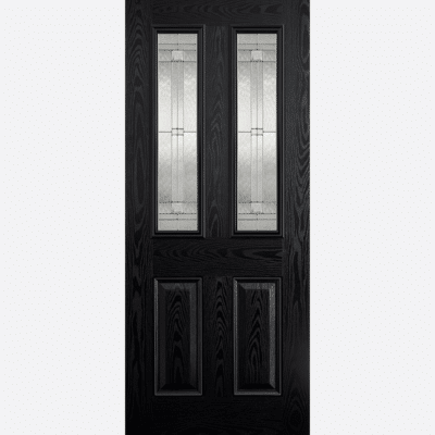 GRP MALTON BLACK GLAZED 2L Add a beautiful finishing touch to your home with this Black front face with White inside face and edges GRP Malton door, with leaded double glazed panels and raised moulding.