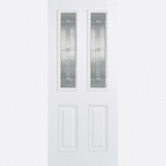 Extend a warm welcome with this white GRP Malton door, featuring two leaded double glazed panels and raised moulding on both sides.