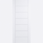 GRP MODICA WHITE This appealing Shaker style Modica door has ladder-style grooved panels down the centre and a white finished GRP material.