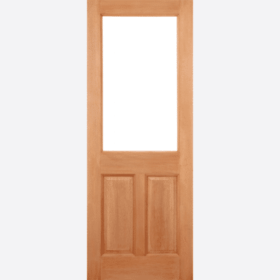 HARDWOOD 2XG 2P DOWELLED This unfussy door design is crafted from a durable hardwood material and features a large unglazed panel with two raised shaped panels.