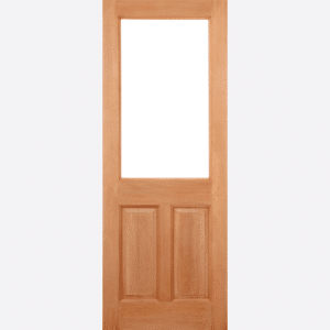 HARDWOOD 2XG 2P GLAZED M&T This traditional style entrance door is sure to brighten any entrance hall with its large, clear glazed panel.