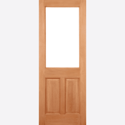 HARDWOOD 2XG 2P GLAZED M&T This traditional style entrance door is sure to brighten any entrance hall with its large, clear glazed panel.