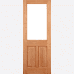 HARDWOOD 2XG 2P M&T This unfussy door design is crafted from a durable hardwood material and features a large unglazed panel with two raised shaped panels.