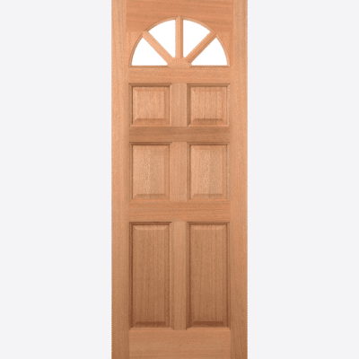 HARDWOOD CAROLINA 6P DOWELLED Crafted from a durable hardwood, this Carolina door features four raised shaped panels and unglazed panels with a rounded top edge.