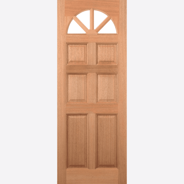 HARDWOOD CAROLINA 6P DOWELLED Crafted from a durable hardwood, this Carolina door features four raised shaped panels and unglazed panels with a rounded top edge.
