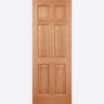 HARDWOOD COLONIAL 6P DOWELLED External hardwood unfinished veneered door constructed with dowel joints, solid engineered timber core and solid hardwood lippings