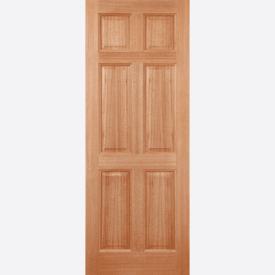 HARDWOOD COLONIAL 6P DOWELLED External hardwood unfinished veneered door constructed with dowel joints, solid engineered timber core and solid hardwood lippings