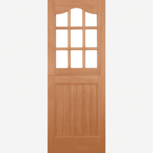 HARDWOOD STABLE UNGLAZED 9L DOWELLED Nine unglazed panels feature a curved top edge with an inset panel below in hardwood. Available with a M&T or dowel construction.