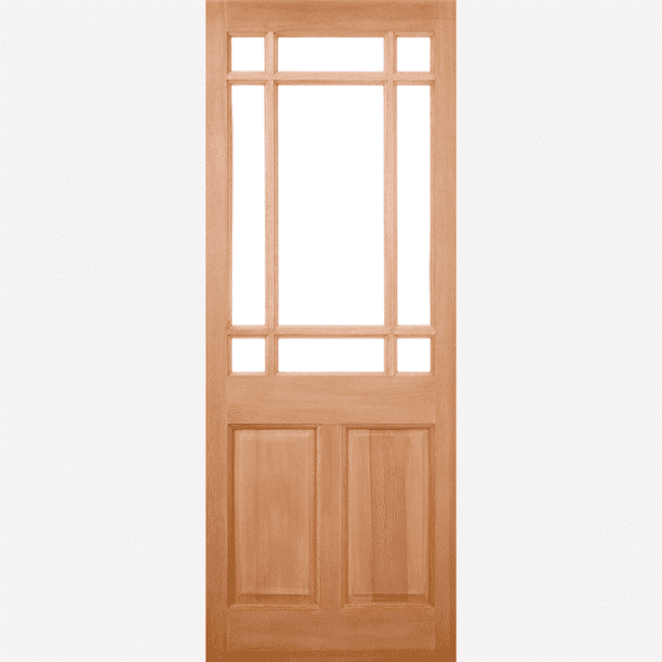 HARDWOOD WARWICK M&T The hardwood Warwick door features unglazed panels with decorative bars and two raised shaped panels and is crafted with a M&T construction.