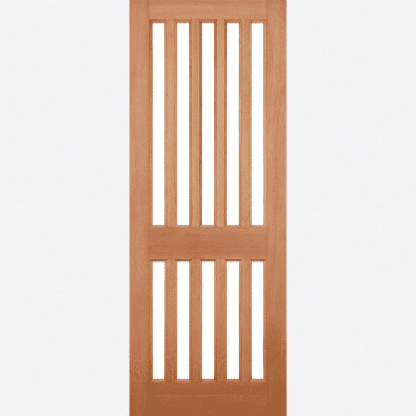 HARDWOOD WINDSOR M&T This unique Windsor door design features ten rectangular unglazed panels and a durable hardwood material, built with a M&T construction.