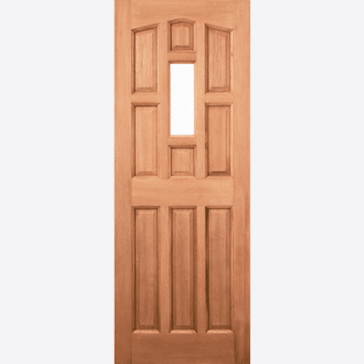 HARDWOOD YORK UNGLAZED 1L M&T This classic York door design is crafted from hardwood and features various raised shaped panels with an unglazed panel.