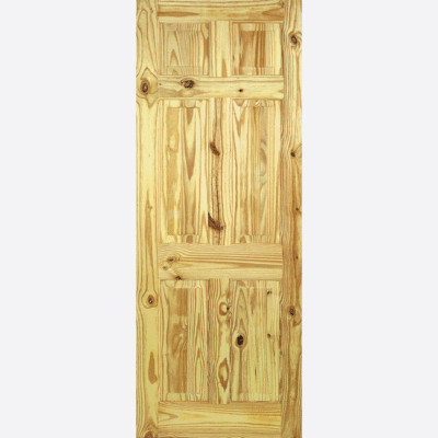 KNOTTY PINE 6P Boasting an appealing Knotty Pine wood grain pattern, this timeless door design features six raised shaped panels.