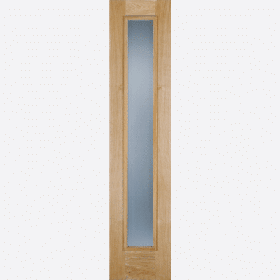 OAK FROSTED SIDELIGHT GLAZED 1L Discover your ideal door configuration with this Frosted Sidelight, complete with a frosted double glazed panel and raised moulding on one side.