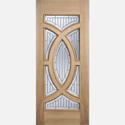 OAK MAJESTIC Make a great first impression with the Majestic door, featuring zinc clear bevelled double glazed panels and decorative shaped Oak panels.