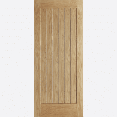 OAK NORFOLK The attractive Norfolk door design is crafted from an Oak material and features vertical grooved panels and a dowel construction.