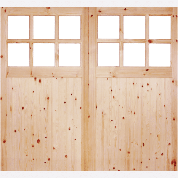 Redwood Single Glazed Garage Door Pair