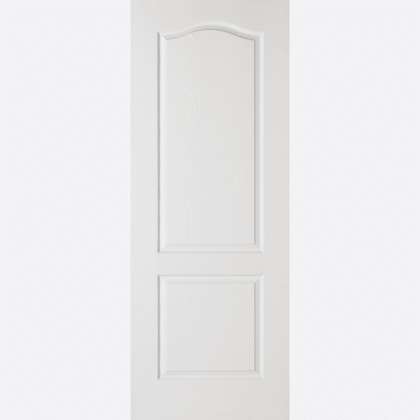 WHITE MOULDED CLASSICAL 2P Crafted from a white composite, this classical door features two raised shaped panels with an attractive curved top edge.