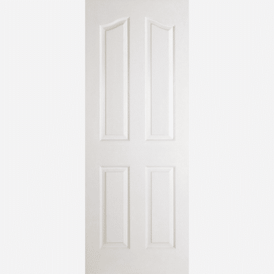 WHITE MOULDED MAYFAIR 4P Crafted from a white composite, this Mayfair door design features four raised shaped panels with an appealing curved top edge.