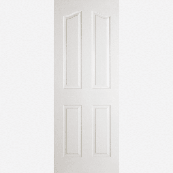 WHITE MOULDED MAYFAIR 4P Crafted from a white composite, this Mayfair door design features four raised shaped panels with an appealing curved top edge.
