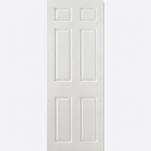 WHITE MOULDED SMOOTH 6P SQUARE TOP Suitable for any room, this classic door design features four raised panels in a rectangular shape and two in a square shape.