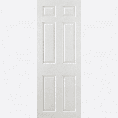 WHITE MOULDED SMOOTH 6P SQUARE TOP Suitable for any room, this classic door design features four raised panels in a rectangular shape and two in a square shape.