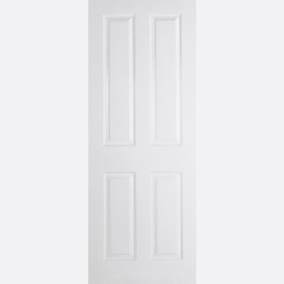 WHITE MOULDED TEXTURED 4P This textured door design features four raised rectangular shaped panels crafted from an appealing white composite.