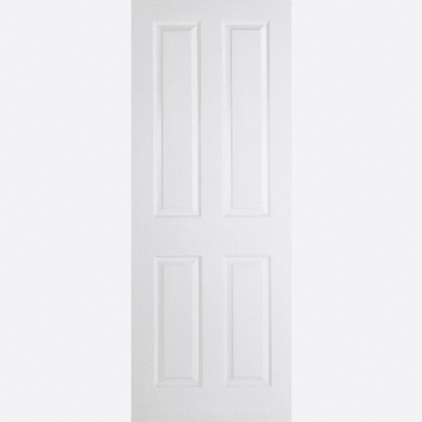 WHITE MOULDED TEXTURED 4P This textured door design features four raised rectangular shaped panels crafted from an appealing white composite.