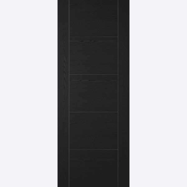 BLACK ASH LAMINATE VANCOUVER 5P BESPOKE SIZES AVAILABLE Our ever popular Vancouver, featured in black ash laminate takes this modern door to the next level. Using quality laminate creates a seamlessly consistent finish to our product. NB: FD30's supplied Solid Core Please note, this door has light grey grooves