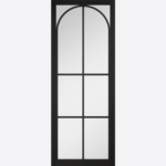 BLACK ASTORIA CLEAR GLAZED Combining on trend curves and geometric panelling, the Astoria's elegant design will really stand out in your home. Perfect for rooms seeking natural light such as a living or dining room, this black internal door will add an industrial yet classic look to your interior. Please note this internal door must be used with our Manhattan internal hardware.