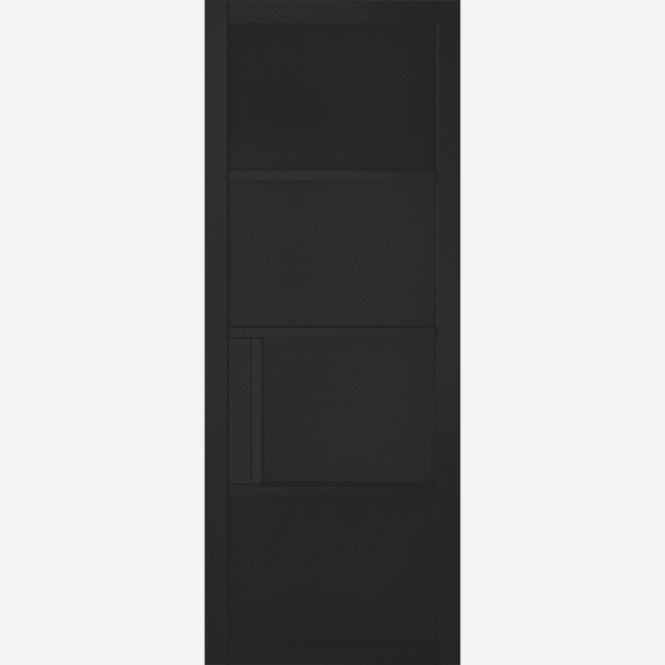 BLACK CHELSEA 4P In an elegant black finish, the Chelsea four panel door features decorative beading. With a solid core, this is in a understated internal door and will give your home an industrial feel. Perfect for modern homes, this door will match all interior and will become a stand out feature in your home.