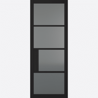 BLACK CHELSEA GLAZED 4L TINTED A cool and unique internal door, the Chelsea features Black decorative beading and an appealing solid lock block which is perfect for your matching accessories. This door is benefited from four generous glazed panels. Using tinted glazing, it makes the internal door a standout feature and will give your home the brightness it needs whilst still preserving a touch of your privacy.