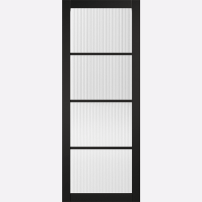 BLACK SOHO REEDED GLAZED Our ever so popular Soho internal door has had an update! Featuring reeded glazing and an on trend pre-finished black profile, this design will effortlessly allow natural light to flow throughout your home whilst still preserving some privacy. Please note this internal door must be used with our Manhattan internal hardware.