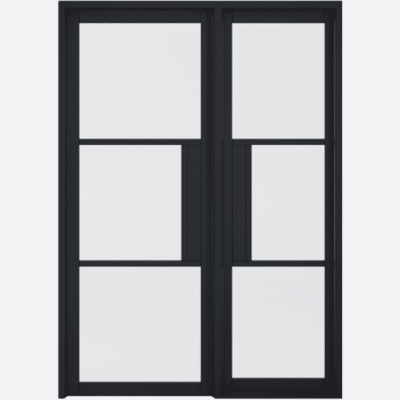 BLACK TRIBECA SIDELIGHT WITH LOCK BLOCK Our pre-finished black Tribeca sidelight is to be used with a single Tribeca door and our Manhattan Universal Sidelight Frame. The added lock block to the Sidelight seemlessly combines the look of the single door to create a modern walkway between rooms. This Sidelight can either be fixed in place or used as a functioning door creating a French Pair, just by removing the mullion in the frame.