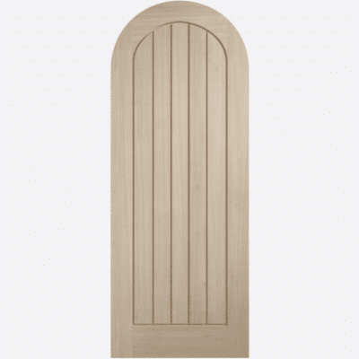 BLONDE OAK MEXICANO ARCHED This Pre-finished Blonde Oak door features a smooth arched top and vertical parallel grooves. The contemporary updated cottage style door is a unique way to add a playful element to your home. Pair with our Blonde Oak Curved Door lining to acheive a flawless finish.