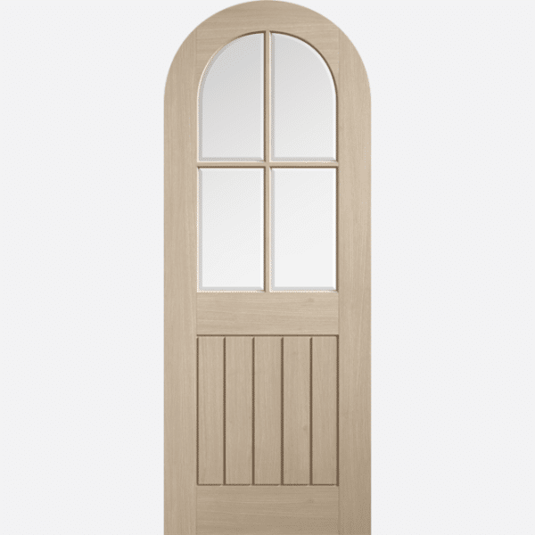 BLONDE OAK MEXICANO ARCHED GLAZED If you’re looking for a traditional style door but your house has modern decor, this is the perfect solution! With an arched top and clear bevelled glazing, this door has a unique look. Allow natural light to flow between spaces whilst enhancing your homes modern country interior with the Blonde Oak finish. Pair with our Blonde Oak Curved Door Lining for a seamless result.