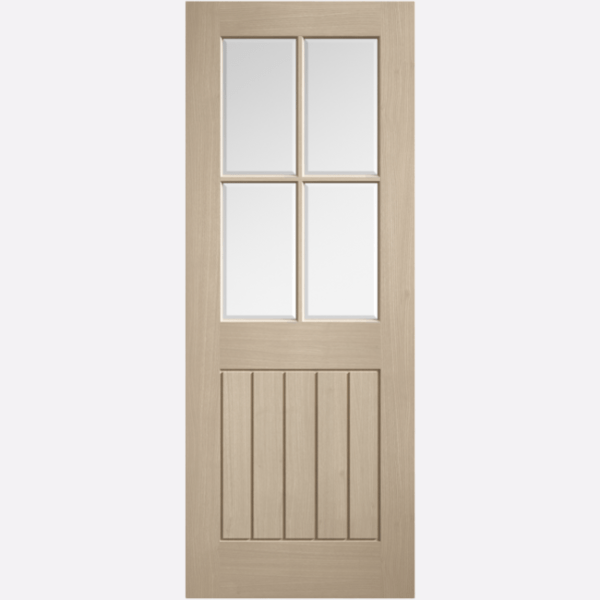 BLONDE OAK MEXICANO GLAZED The Blonde Oak finish gives this cottage style door a contemporary twist. With a panel design and 4 clear bevelled glazed panels, this internal door will add a stylish and fresh look to you home.