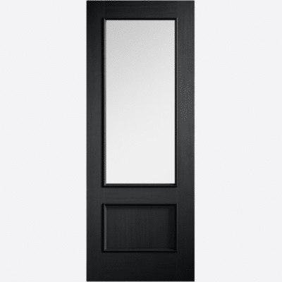 CHARCOAL BLACK MURCIA GLAZED With one large clear glazed panel and one smaller, solid panel below, the Murica Glazed features an on trend Charcoal Black finish with a natural wood grain finish. A traditional design, the colour of this internal door will add a contemporary feel to any home.