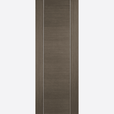 CHOCOLATE GREY ALCARAZ BESPOKE SIZES AVAILABLE A wonderful pre-finished Chocolate Grey shade is complemented with decorative vertical bars in this Alcaraz door.