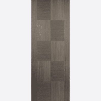 CHOCOLATE GREY APOLLO BESPOKE SIZES AVAILABLE Effortlessly add a modern touch to any home with this pre-finished Chocolate Grey Apollo door, featuring a checkerboard style wood grain pattern.