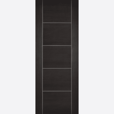 DARK GREY LAMINATE VANCOUVER BESPOKE SIZES AVAILABLE The sought after five panel, Vancouver design, this time in a dark grey, laminated finish, creating a modern, yet sophisticated look for any room in your home. NB: Standard doors supplied semi solid core. FD30's supplied solid core.