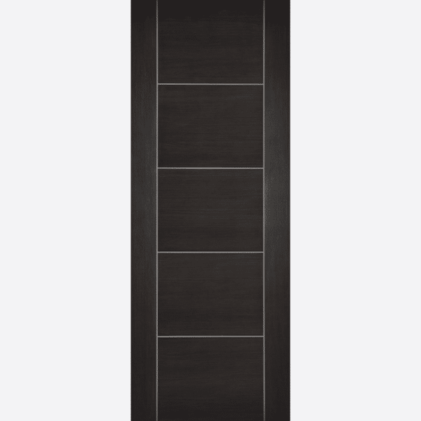 DARK GREY LAMINATE VANCOUVER BESPOKE SIZES AVAILABLE The sought after five panel, Vancouver design, this time in a dark grey, laminated finish, creating a modern, yet sophisticated look for any room in your home. NB: Standard doors supplied semi solid core. FD30's supplied solid core.