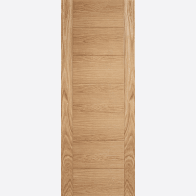 OAK CARINI 7P BESPOKE SIZES AVAILABLE The Carini 7P door design boasts seven sleek centre panels, complete with contrasting side panels in an unfinished Oak grain