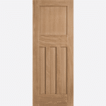OAK DX 30S STYLE BESPOKE SIZES AVAILABLE This 30's style door design is crafted from unfinished white Oak and features three inset rectangular panels below an inset square panel.