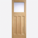 OAK DX 30S STYLE GLAZED 1L BESPOKE SIZES AVAILABLE This 30's style door design features one frosted glazed panel with three rectangular inset panels below in an unfinished Oak.