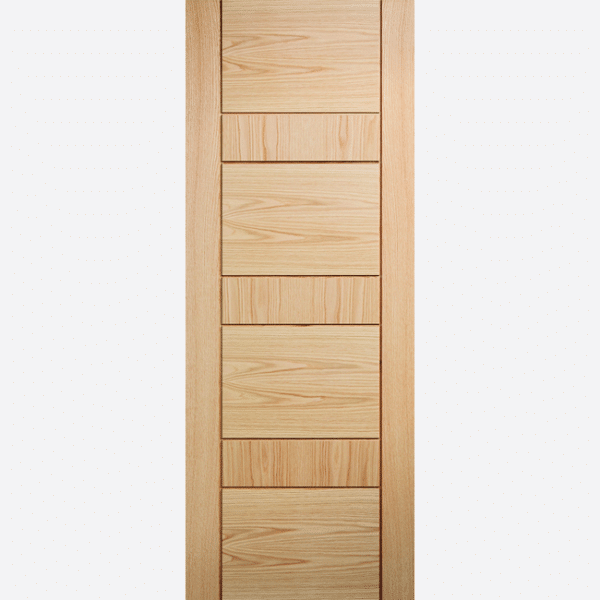 OAK EDMONTON BESPOKE SIZES AVAILABLE Recessed panels in a ladder style effect give the Edmonton pre-finished Oak door a classic design.